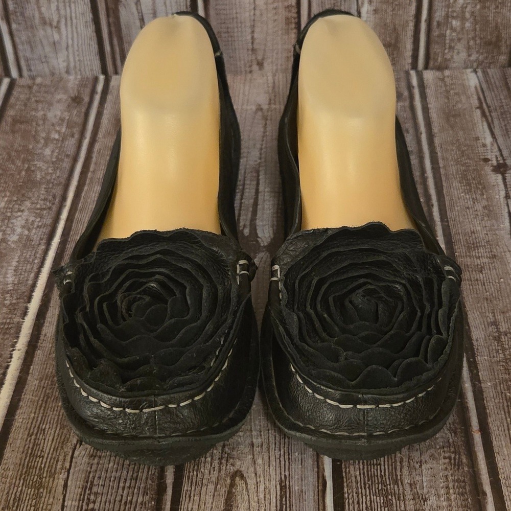 Sz 10 Spring Step L'Artiste Dezi Black Leather Rosette Loafers Flats Excellent
